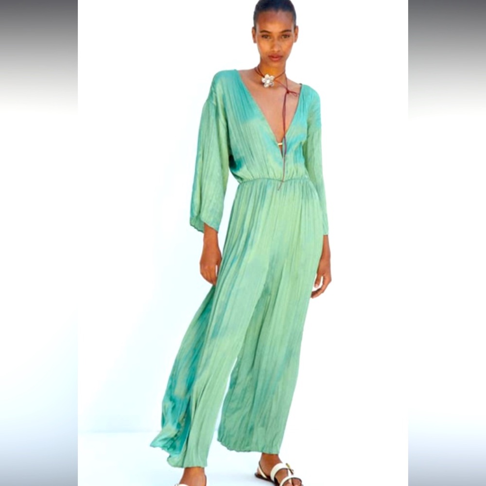 Zara limited edition satin effect wrinkle effect jumpsuit